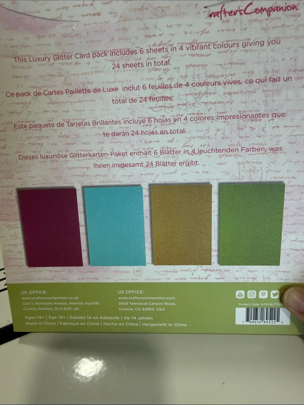 Crafters Companion The Tropical Collection Luxury Glitter Card